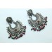 Handmade 925 Sterling Silver Earrings with Green & Red Onyx Stones Laxmi Figure
